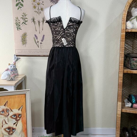 Vintage 80s Black Lace Dress NWT Black Swan Dark Coquette Romantic Goth Party XS - Picture 3 of 7